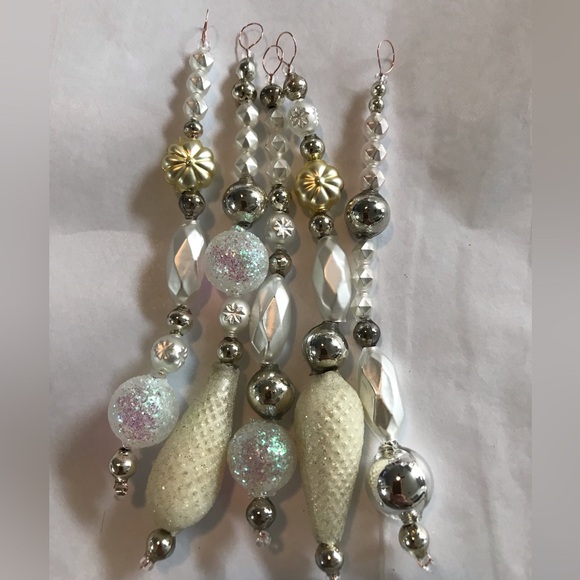 Vintage repurpose glass garland bead icicle holiday Christmas ornaments - Picture 2 of 4